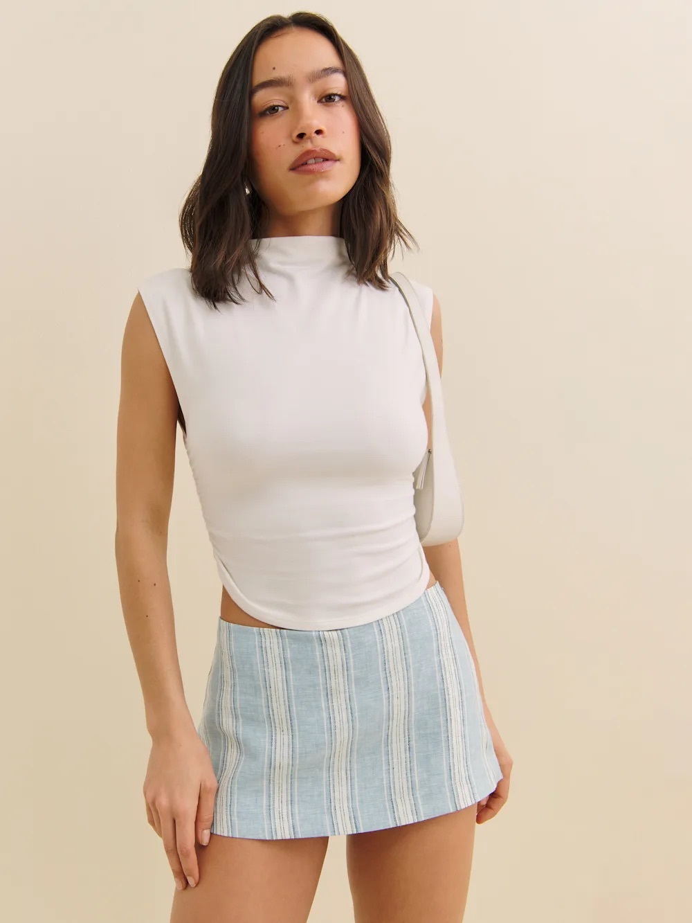 Reformation Mia Low Waist Linen Skort Blue - Size 4